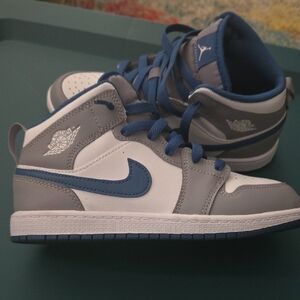Nike Air Jordan Mid Sneakers - Blue, Gray, and White